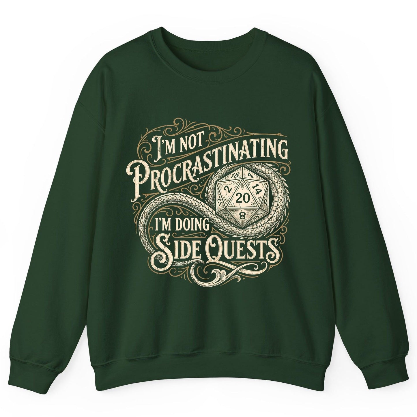 I'm Not Procrastinating I'm Doing Side Quests rpg gaming Sweatshirt Forest Green product mockup