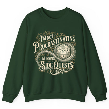 I'm Not Procrastinating I'm Doing Side Quests rpg gaming Sweatshirt Forest Green product mockup