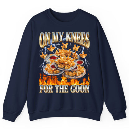 On My Knees for the Goon crab rangoon Sweatshirt Navy product mockup
