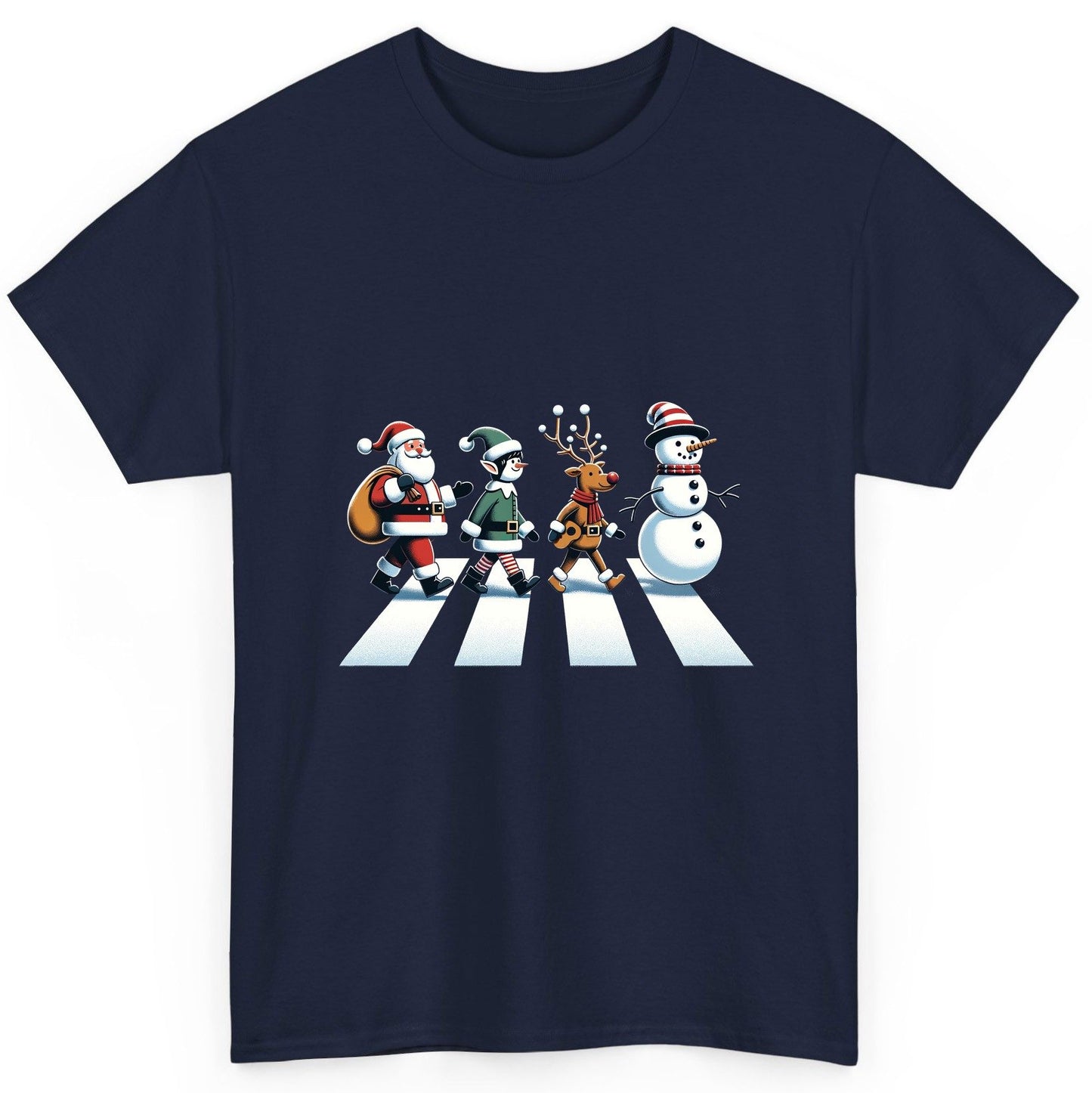 Christmas Abbey Road Parody Christmas abbey road parody T-Shirt Navy product mockup
