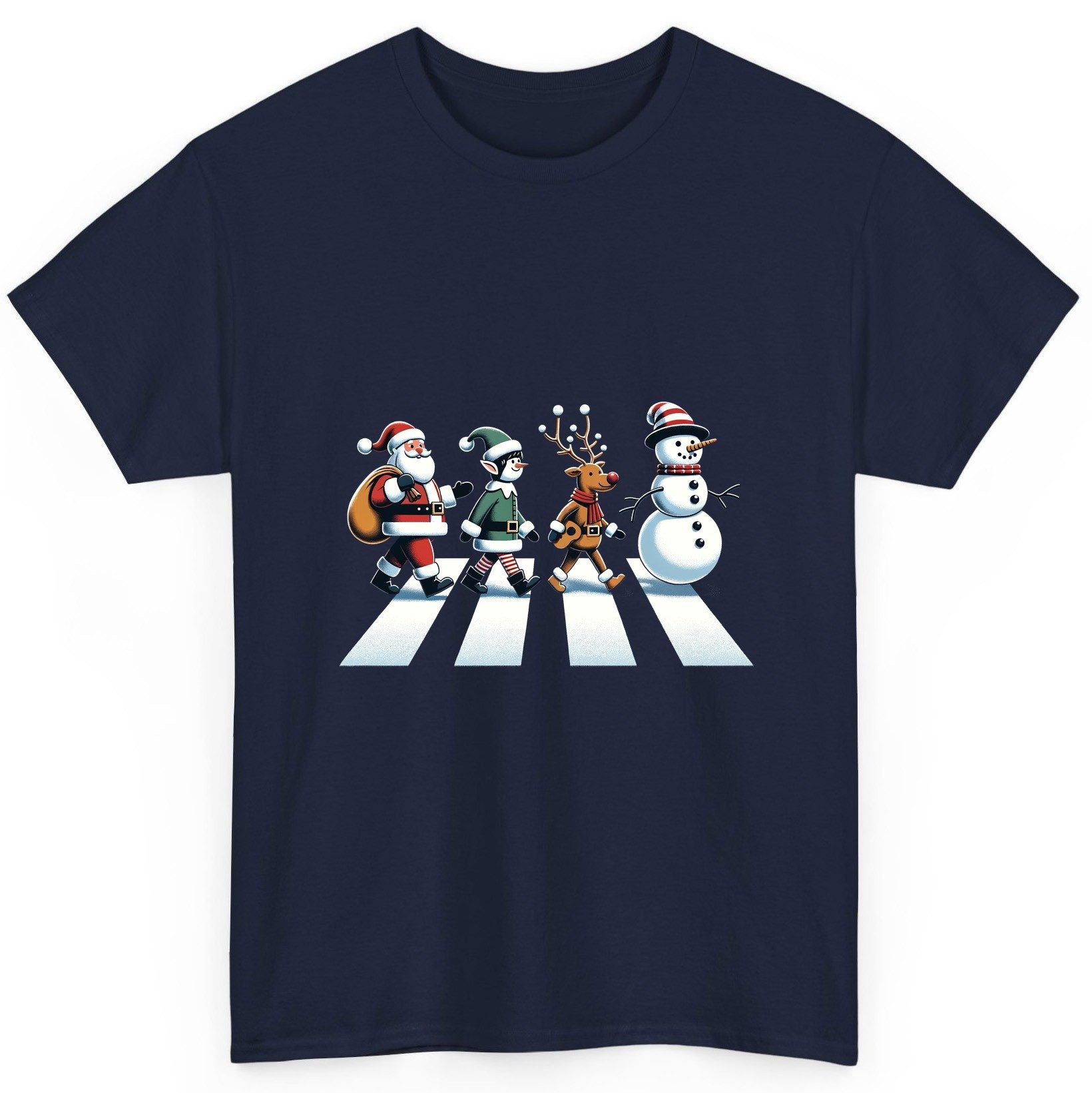 Christmas Abbey Road Parody Christmas abbey road parody T-Shirt Navy product mockup