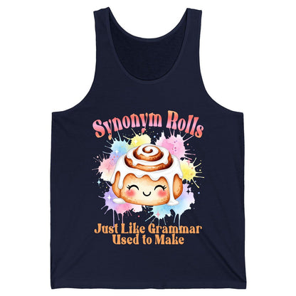 Synonym Rolls Just Like Grammar Used to Make grammar pun Tank Top Navy product mockup