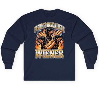 Proud to Have a Little Wiener dachshund Long Sleeve Tee Navy product mockup