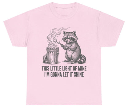 THIS LITTLE LIGHT OF MINE I'M GONNA LET IT SHINE Raccoon Youth T-Shirt Light Pink product mockup
