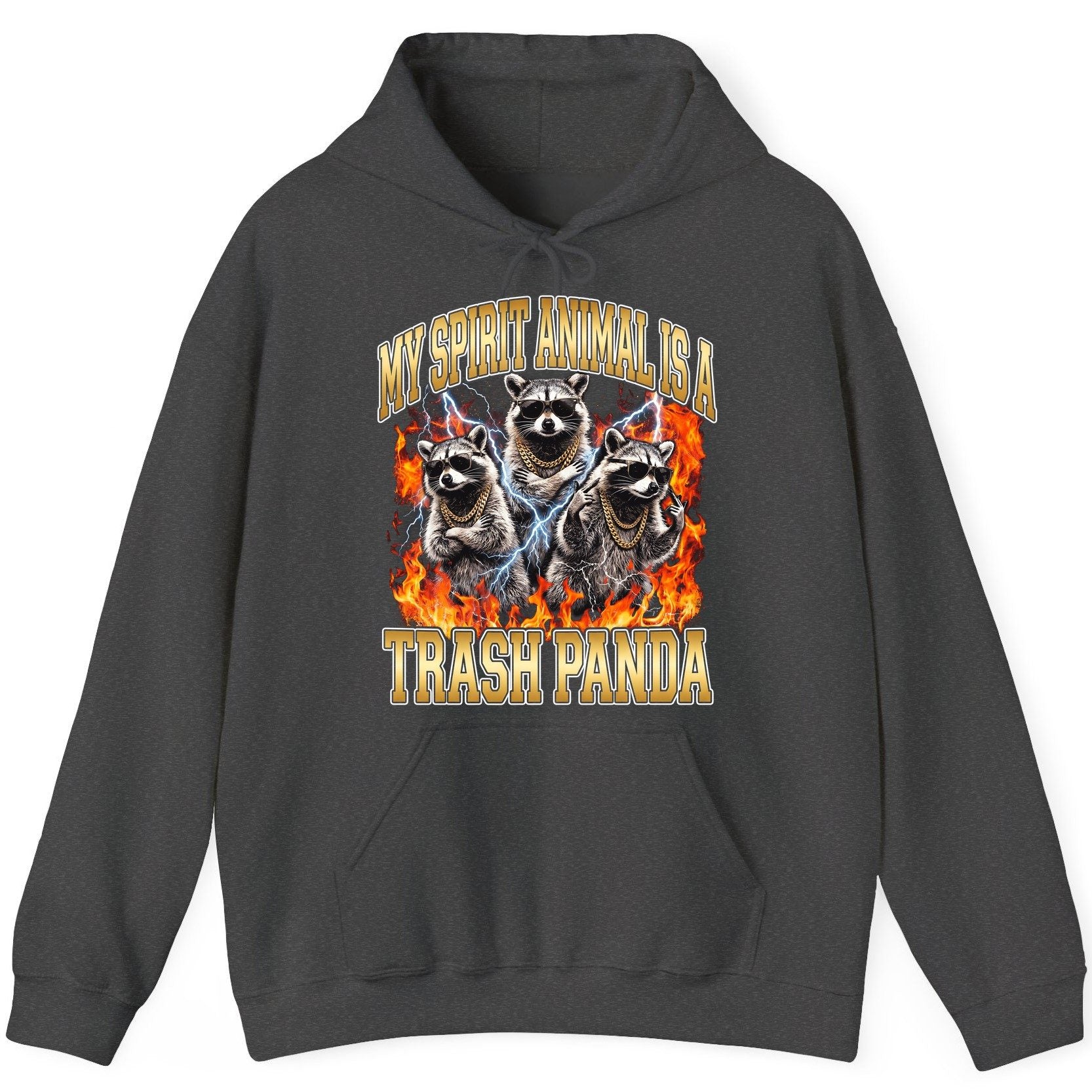 My Spirit Animal Is a Trash Panda raccoon Hoodie Dark Heather product mockup