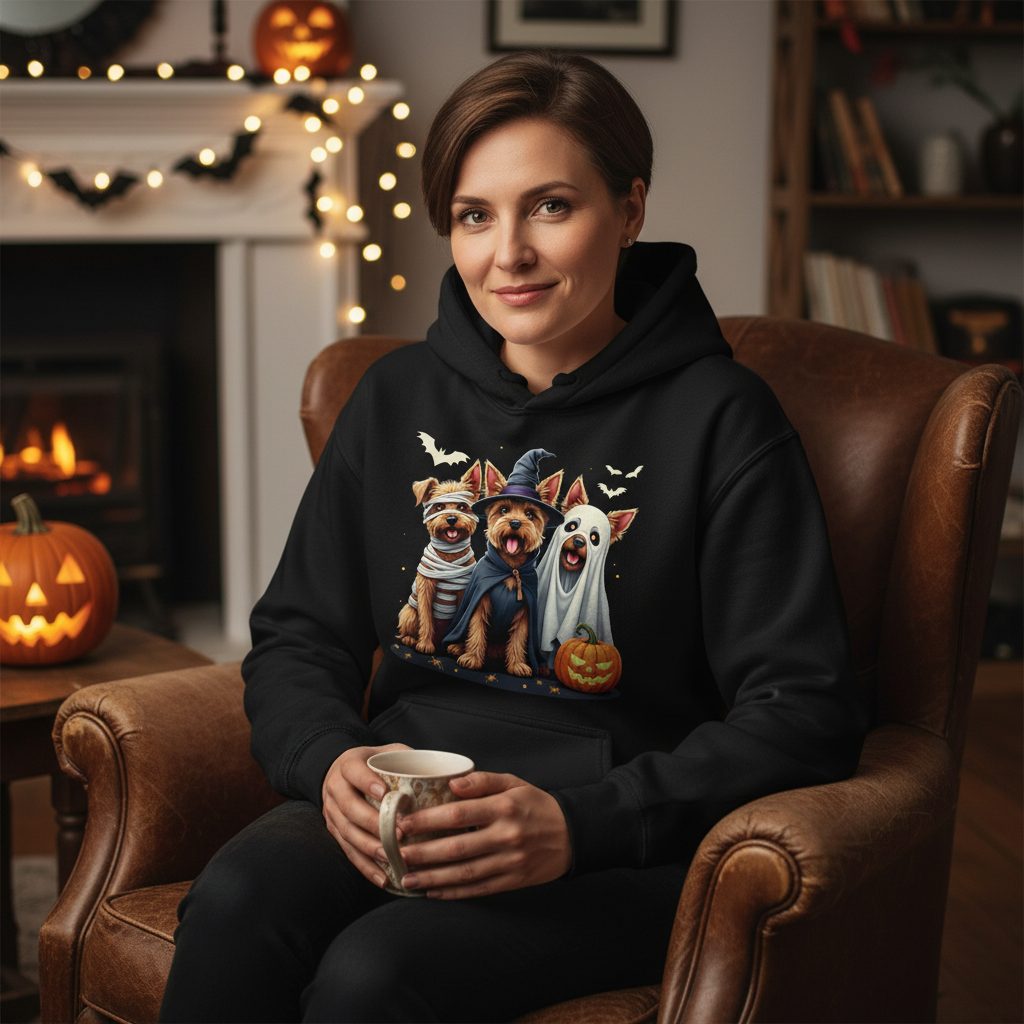Cute Dogs Halloween Costumes dogs in Halloween costumes Hoodie Black lifestyle mockup