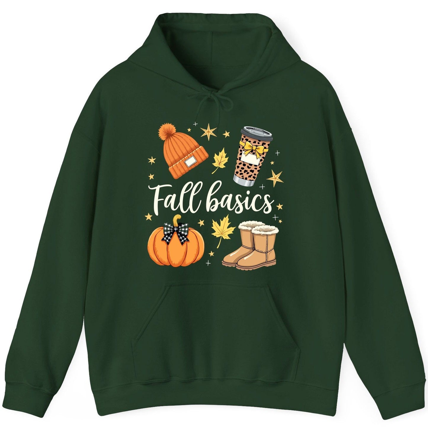 Fall Basics autumn essentials Hoodie Forest Green product mockup
