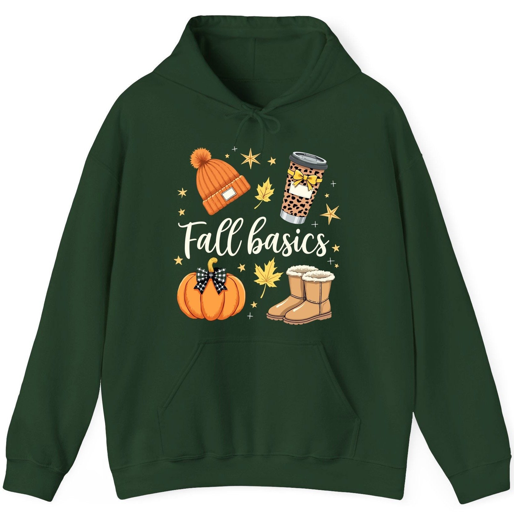 Fall Basics autumn essentials Hoodie Forest Green product mockup