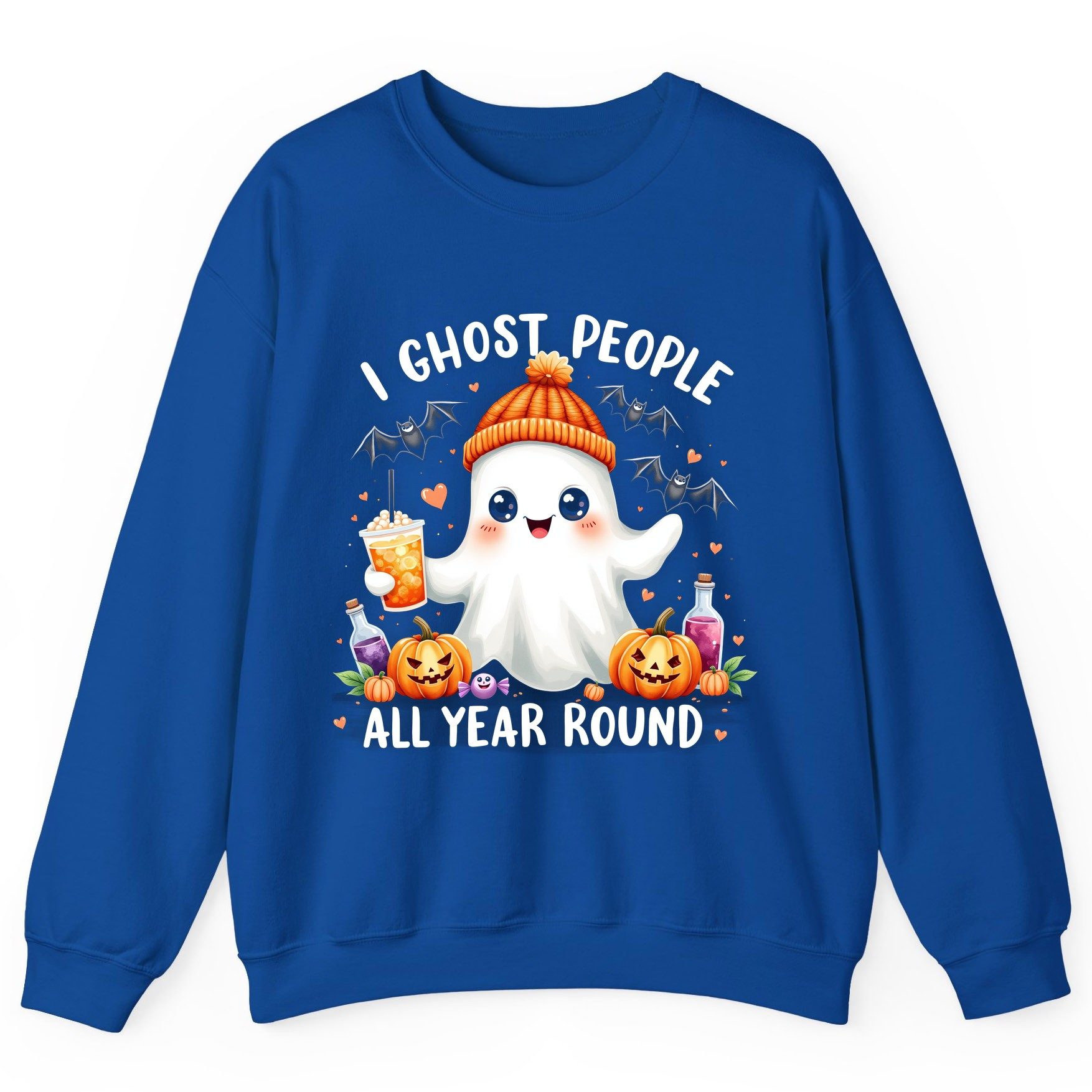 I Ghost People All Year Round cute ghost Sweatshirt Royal product mockup