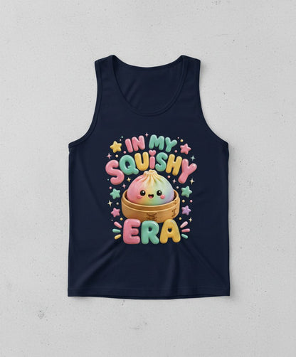 In My Squishy Era Cute Dumpling Tank Top - product mockup - Navy
