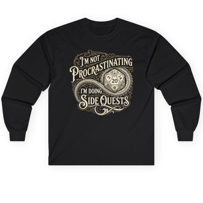 I'm Not Procrastinating I'm Doing Side Quests rpg gaming Long Sleeve Tee Black product mockup