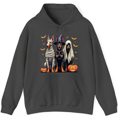 Halloween Doberman Trio doberman pinscher Hoodie Dark Heather product mockup