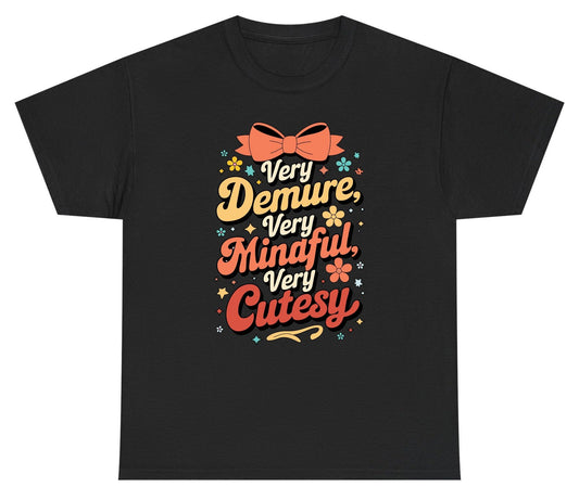 Very Demure, Very Mindful, Very Cutesy positive affirmations Youth T-Shirt Black product mockup