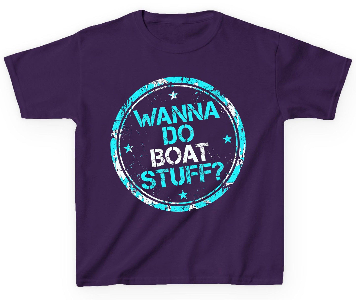 WANNA DO BOAT STUFF Funny Boating Youth T-Shirt - product mockup - Purple