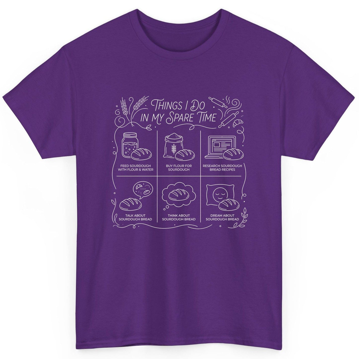 Things I Do in My Spare Time sourdough baking T-Shirt Purple product mockup