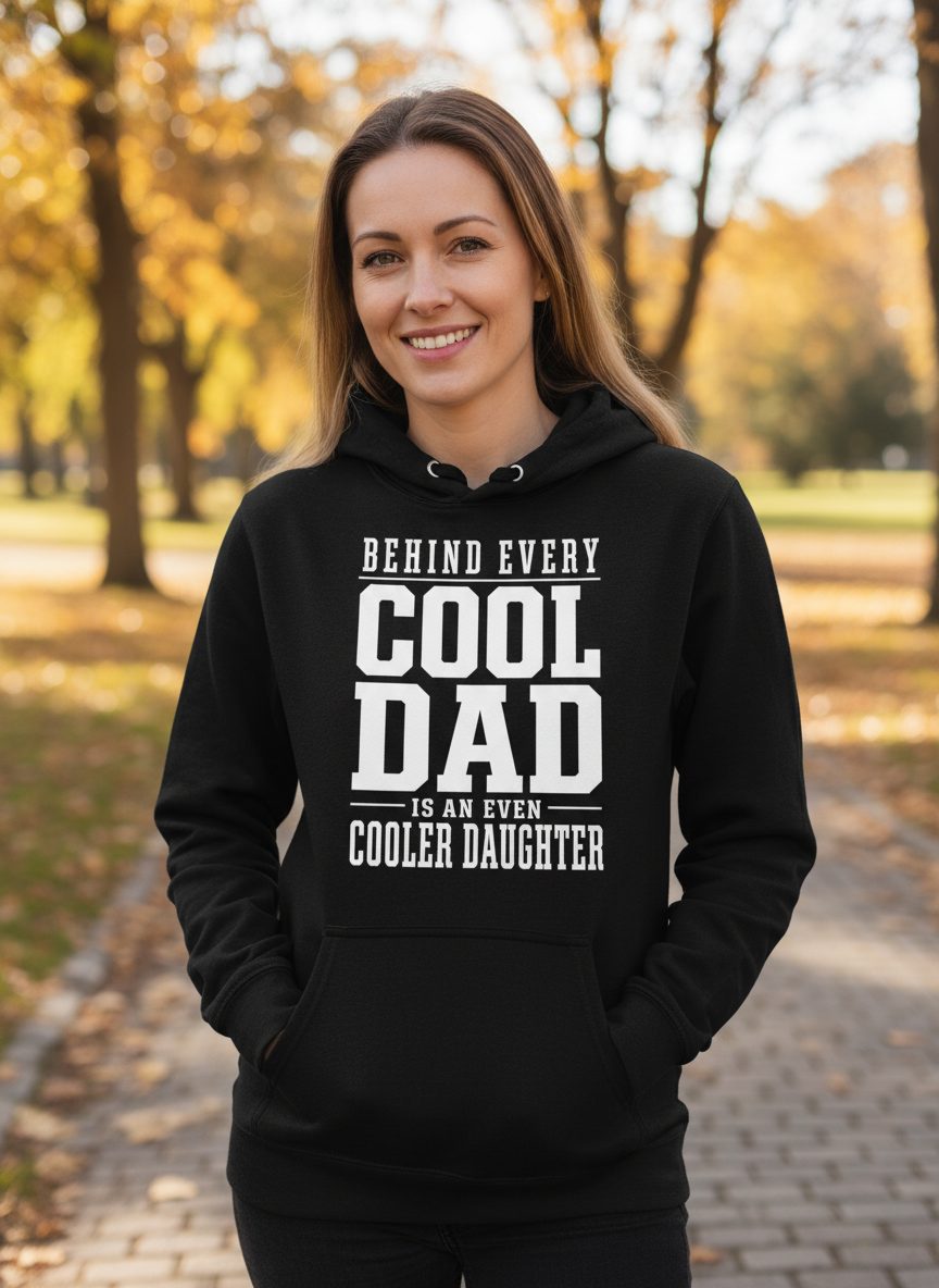 Behind Every Cool Dad Is an Even Cooler Daughter father-daughter bond Hoodie Black lifestyle mockup