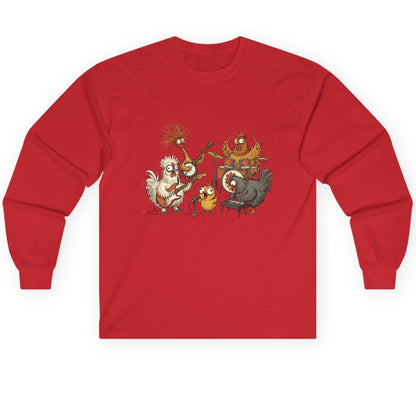 Chicken Rock Band chicken rock band Long Sleeve Tee Red product mockup