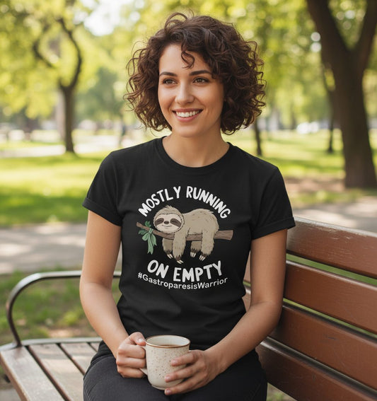 Mostly Running on Empty Gastroparesiswarrior gastroparesis awareness T-Shirt Black lifestyle mockup