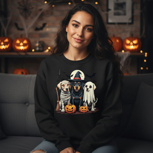 Halloween Dogs in Costumes dogs in Halloween costumes Sweatshirt Black lifestyle mockup