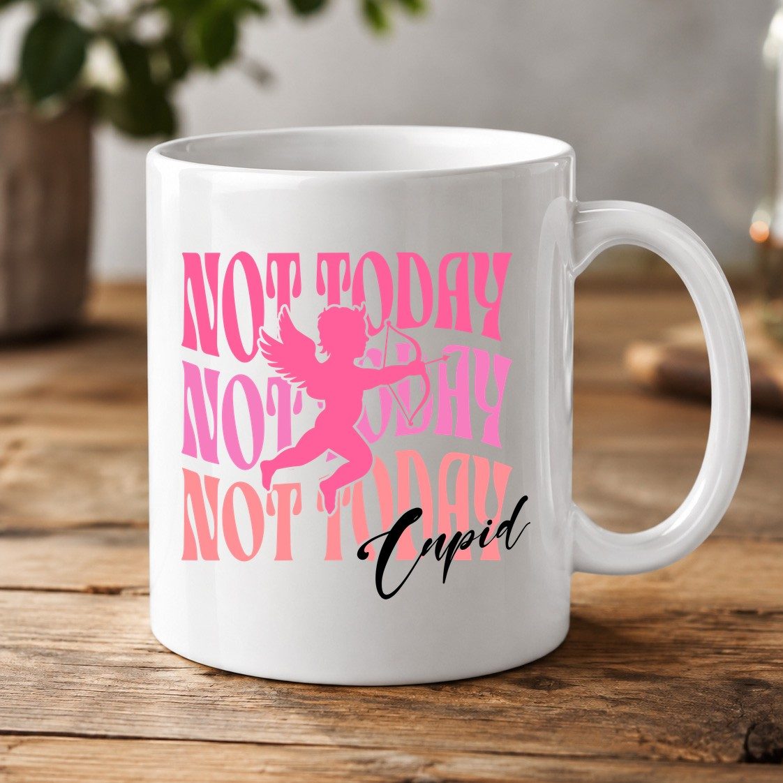 Not Today Not Today Not Today Cupid anti-Valentine's Day White Mug White product mockup
