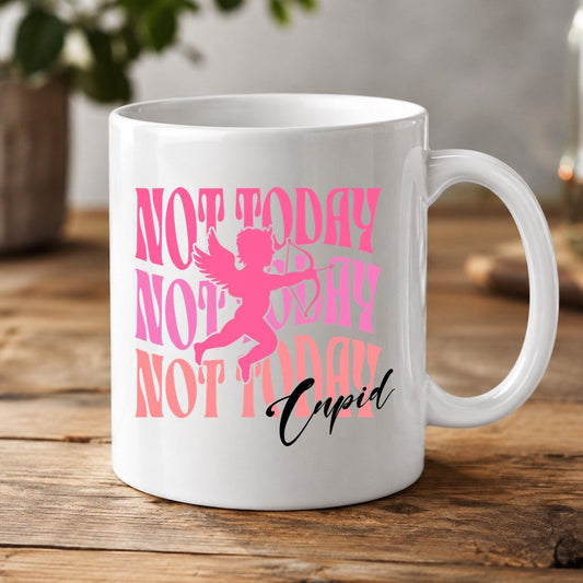 Not Today Not Today Not Today Cupid anti-Valentine's Day White Mug White product mockup