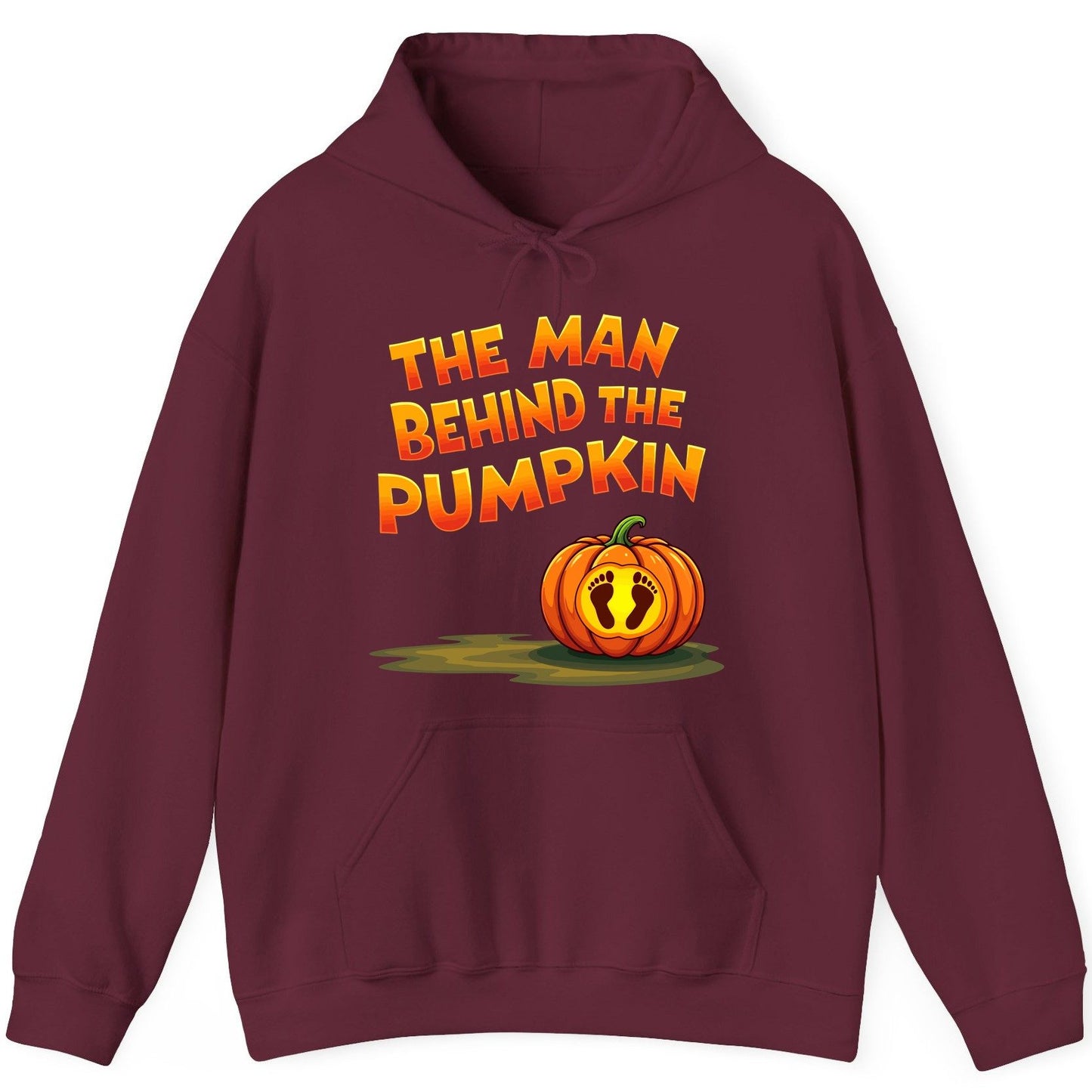 The Man Behind the Pumpkin pregnancy announcement Hoodie Maroon product mockup