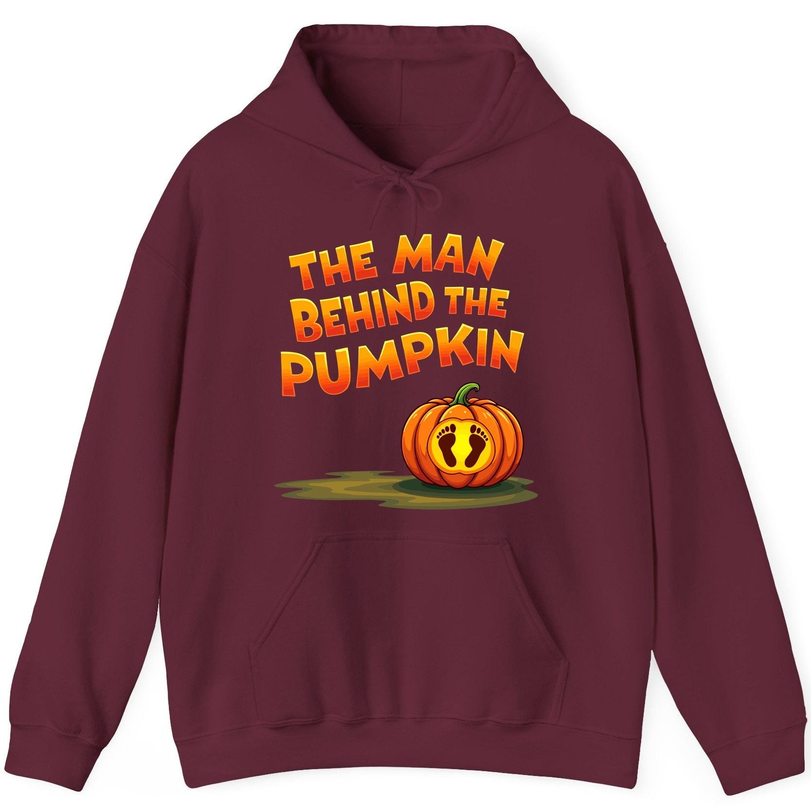 The Man Behind the Pumpkin pregnancy announcement Hoodie Maroon product mockup