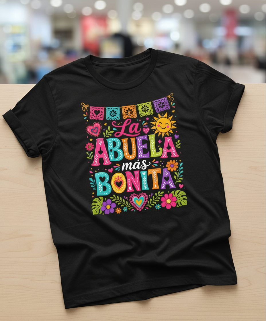 La Abuela Más Bonita Spanish Grandma T-Shirt - product mockup - Black
