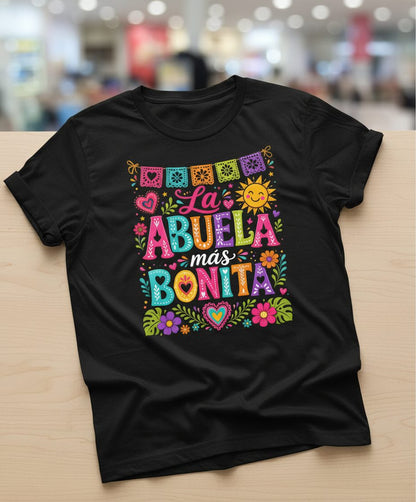 La Abuela Más Bonita Spanish Grandma T-Shirt - product mockup - Black