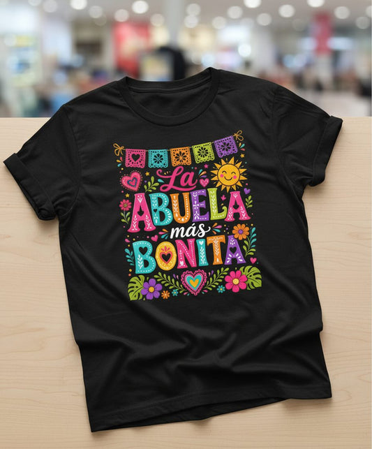 La Abuela Más Bonita Spanish Grandma T-Shirt - product mockup - Black