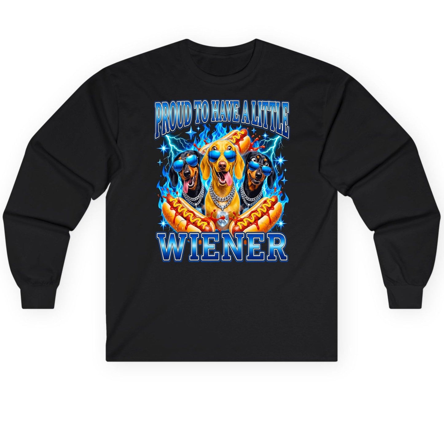 Proud to Have a Little Wiener dachshund dogs Long Sleeve Tee Black product mockup