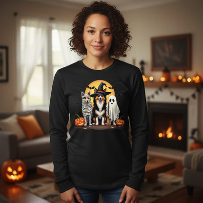 Halloween Dogs in Costumes Halloween dogs Long Sleeve Tee Black lifestyle mockup