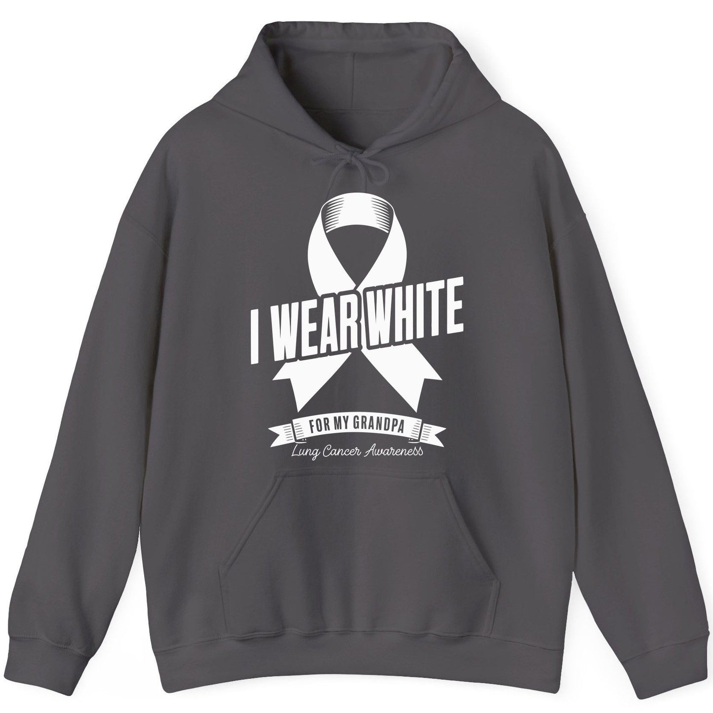 I Wear White for My Grandpa lung cancer awareness Hoodie Charcoal product mockup