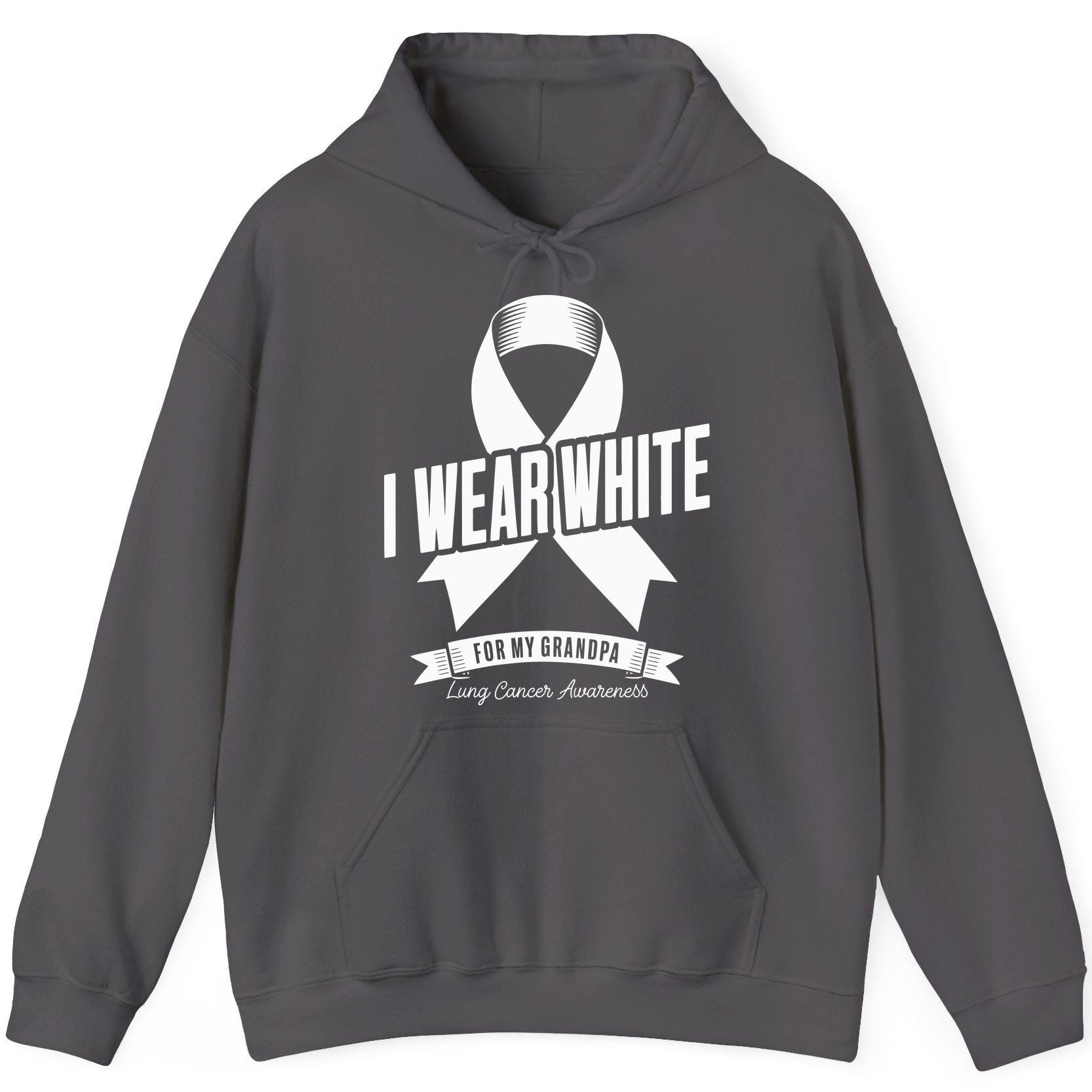 I Wear White for My Grandpa lung cancer awareness Hoodie Charcoal product mockup
