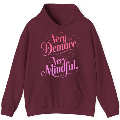 Very Demure Very Mindful mindfulness Hoodie Maroon product mockup