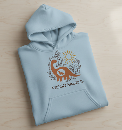 Prego Saurus Pregnant Dinosaur Hoodie - Light Blue