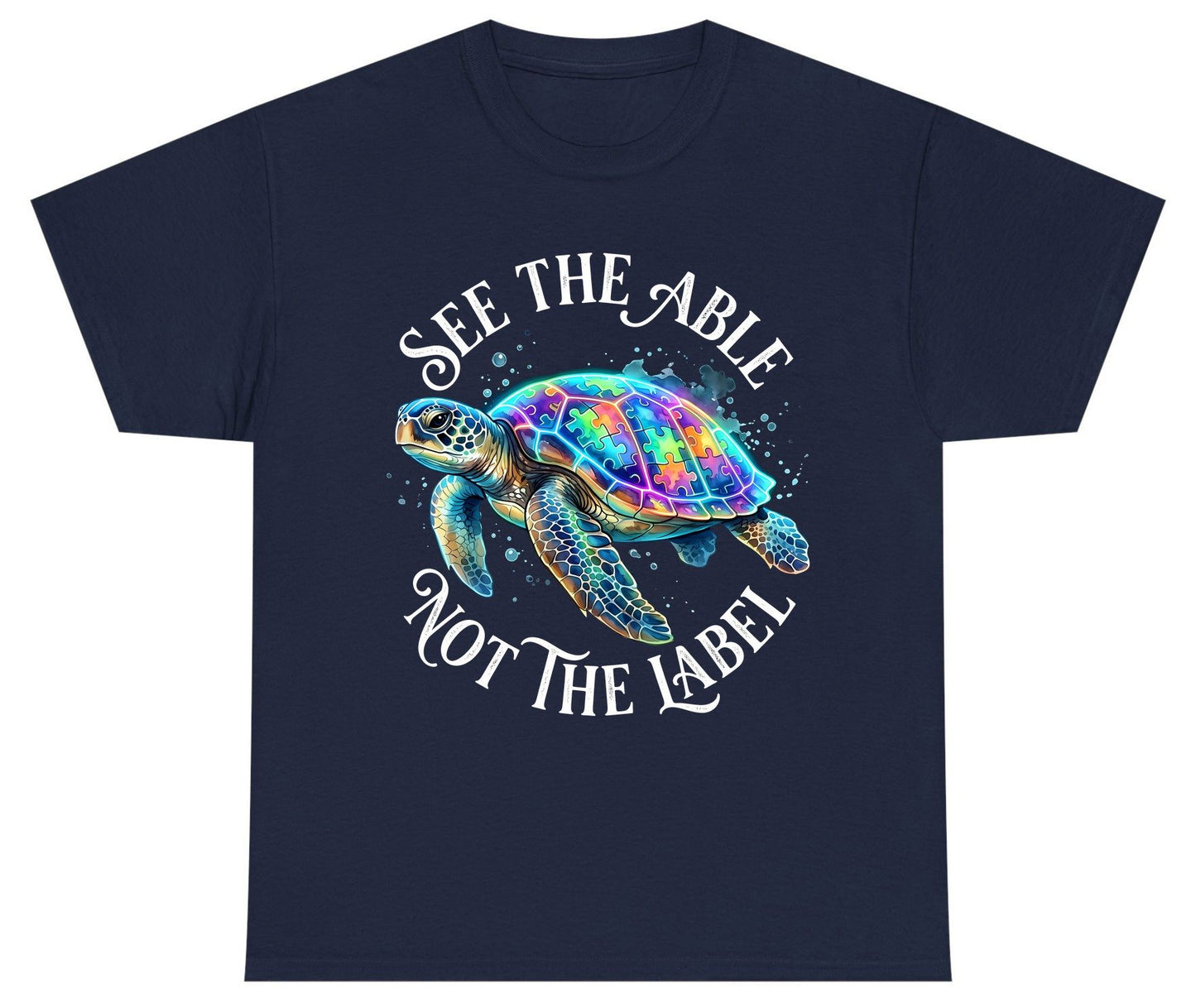 See the Able Not the Label Autism Awareness Youth T-Shirt - product mockup - Navy