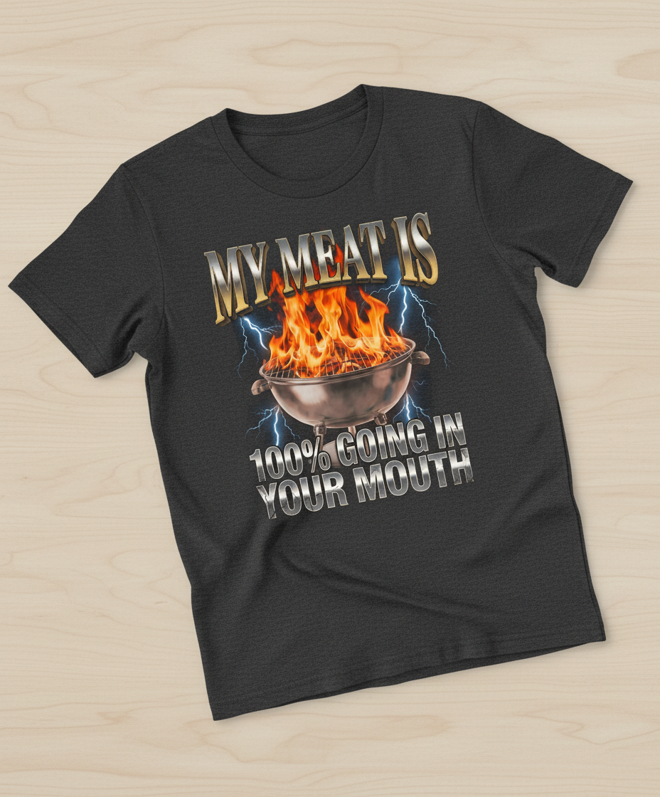 My Meat Is Going In Your Mouth Funny BBQ T-Shirt - Dark Heather
