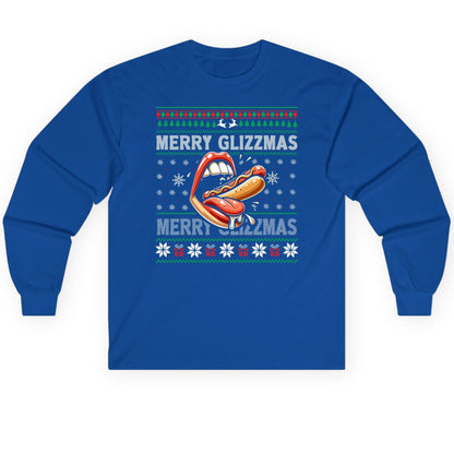 Merry Glizzzmas hot dog Long Sleeve Tee Royal product mockup