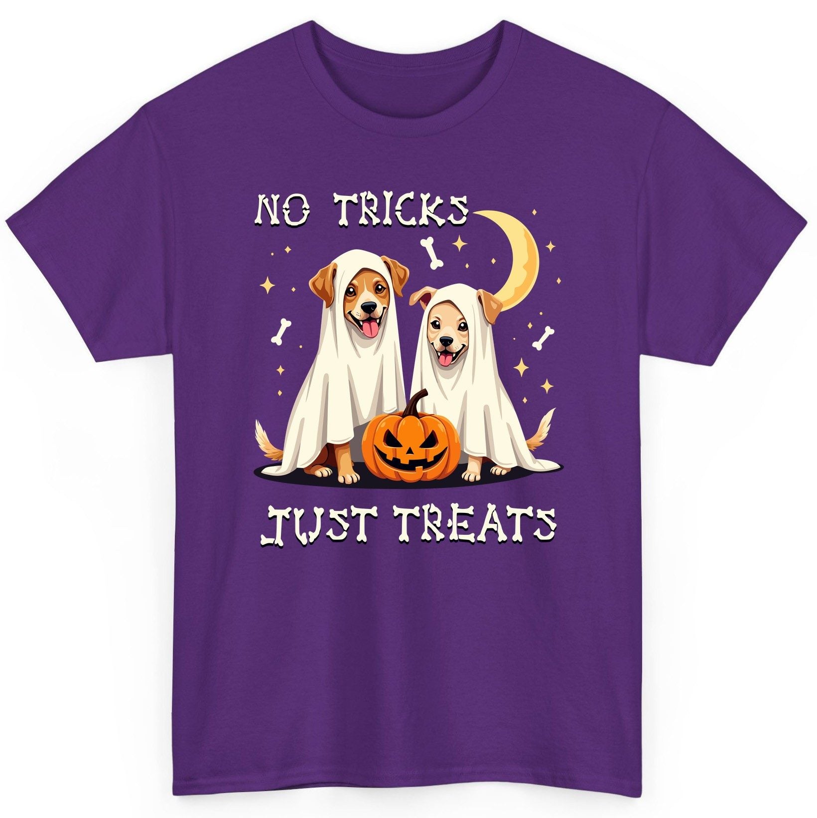 No Tricks Just Treats Halloween dogs T-Shirt Purple product mockup