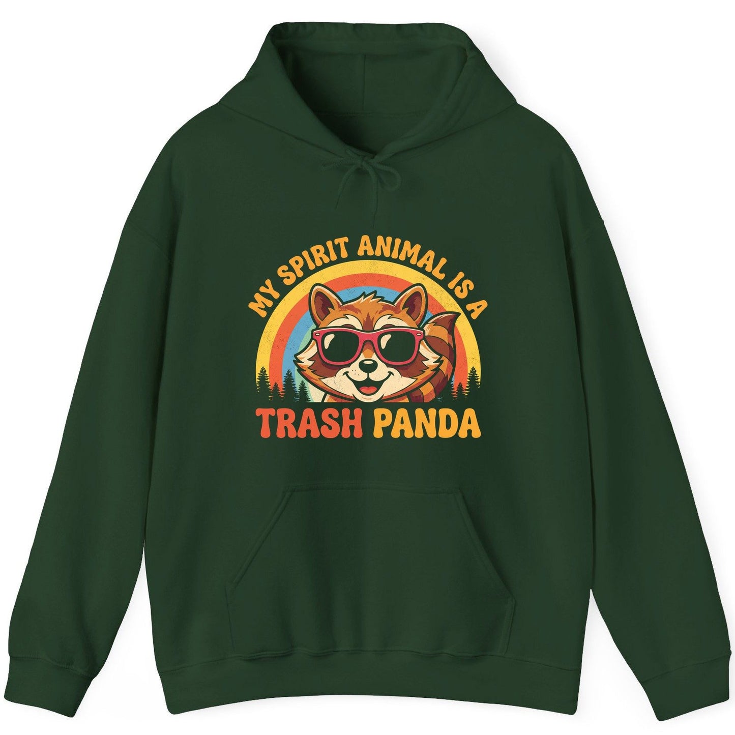 My Spirit Animal Is a Trash Panda raccoon Hoodie Forest Green product mockup