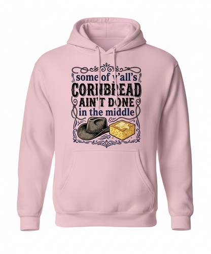 Cornbread Ain't Done In The Middle Funny Southern Quote Hoodie - Light Pink
