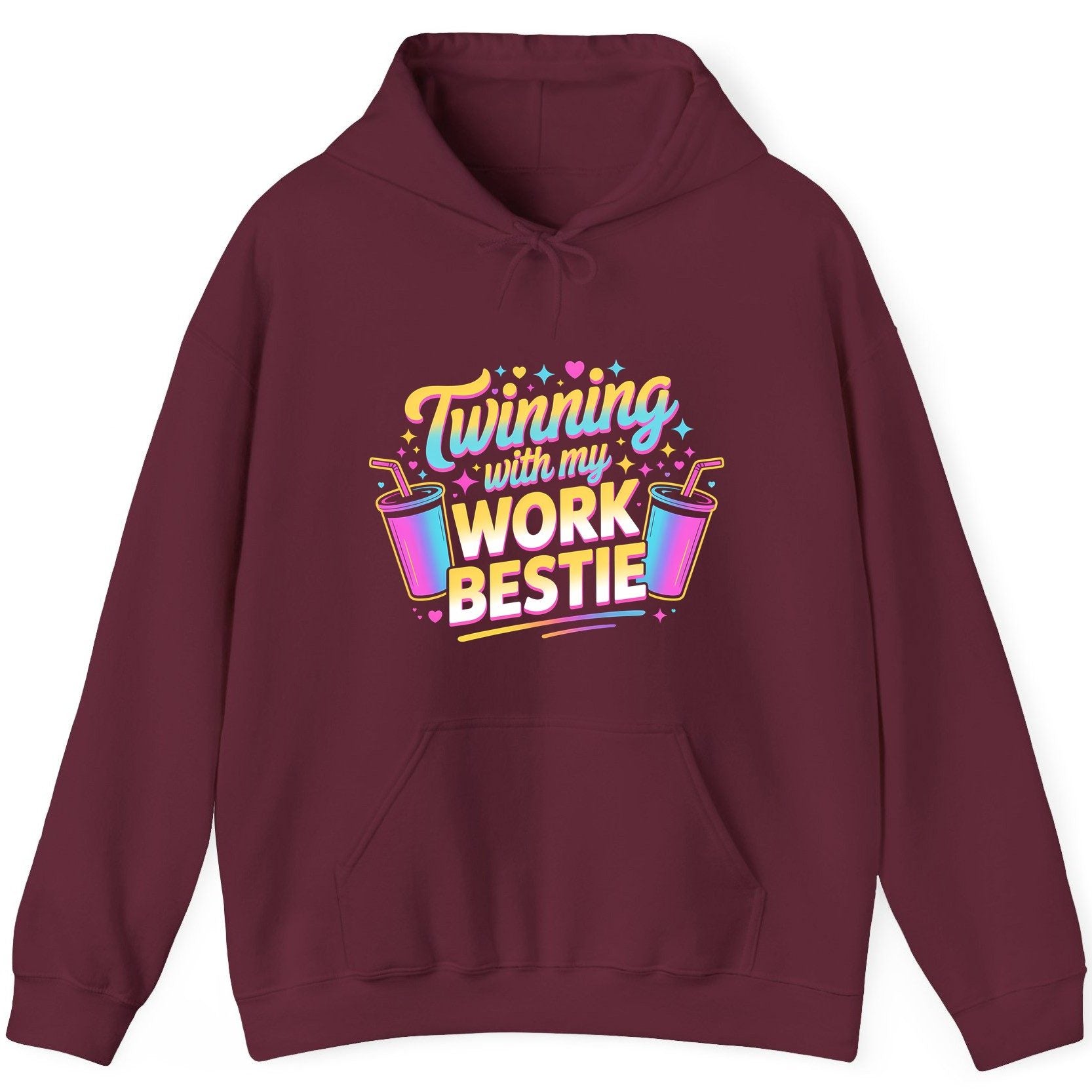 Twinning with My Work Bestie work friendship Hoodie Maroon product mockup