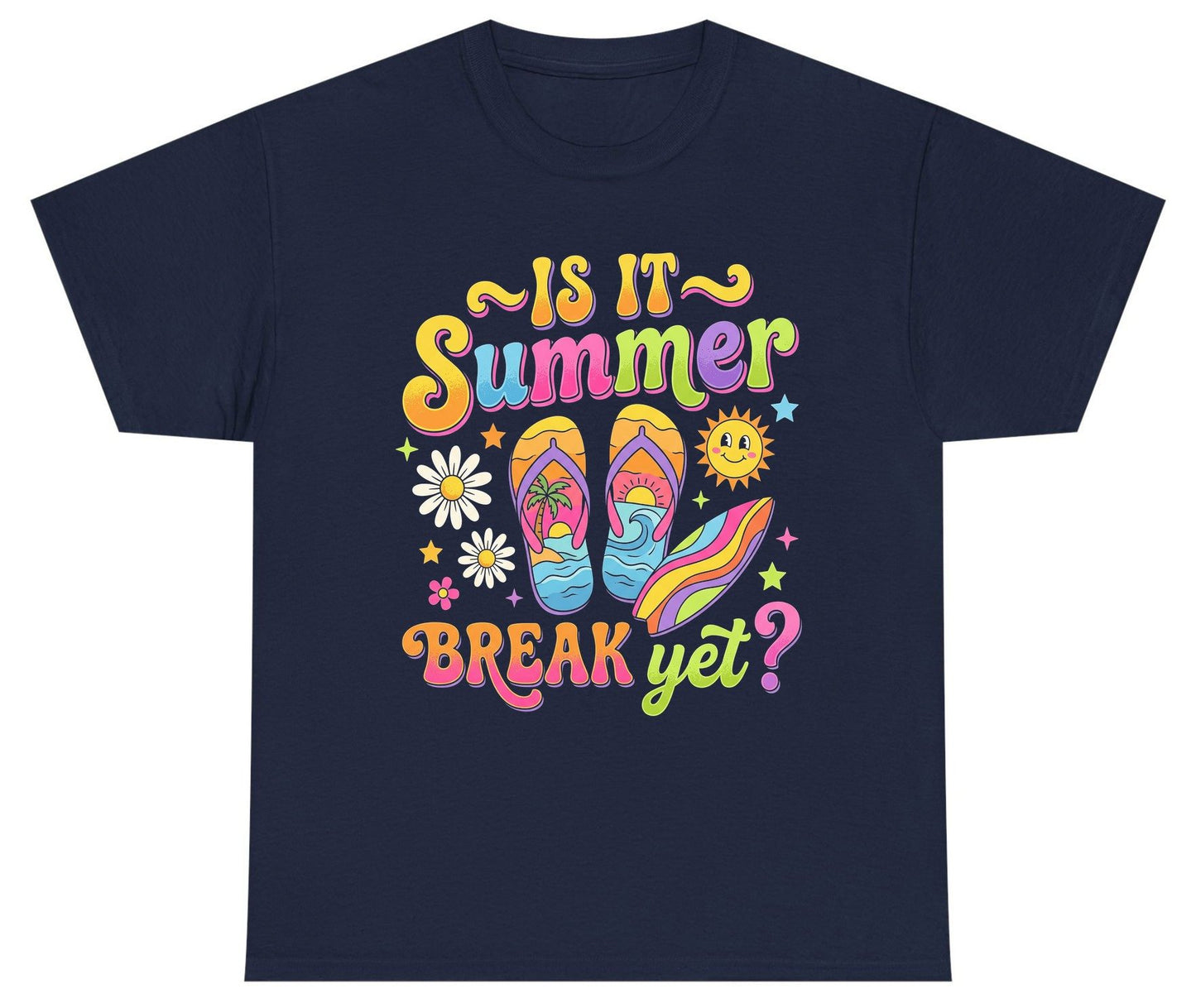 Is It Summer Break Yet Retro Vacation Youth T-Shirt - product mockup - Navy