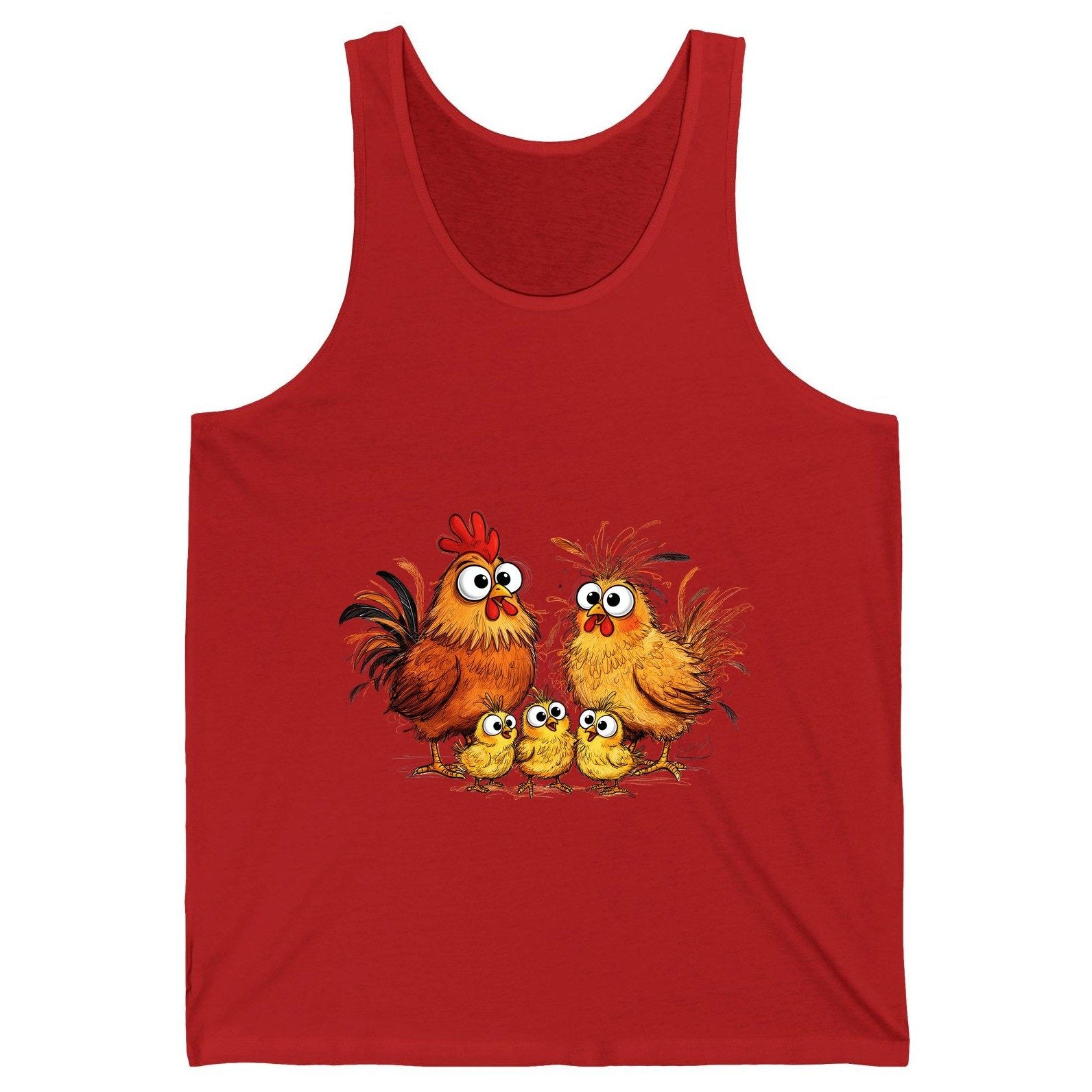 Funny Chicken Family chicken family Tank Top Red product mockup