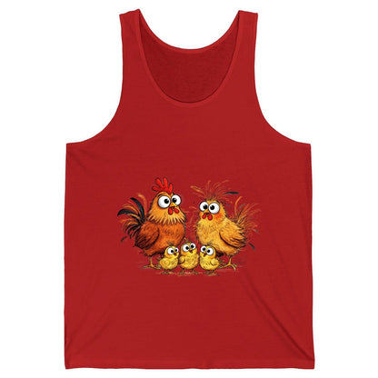 Funny Chicken Family chicken family Tank Top Red product mockup