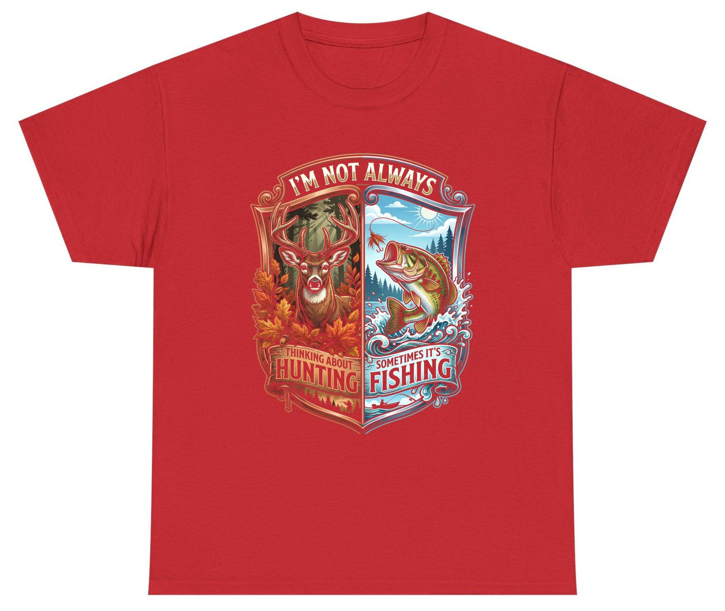 I'm Not Always Thinking About Hunting Sometimes It's Fishing hunting and fishing Youth T-Shirt Red product mockup