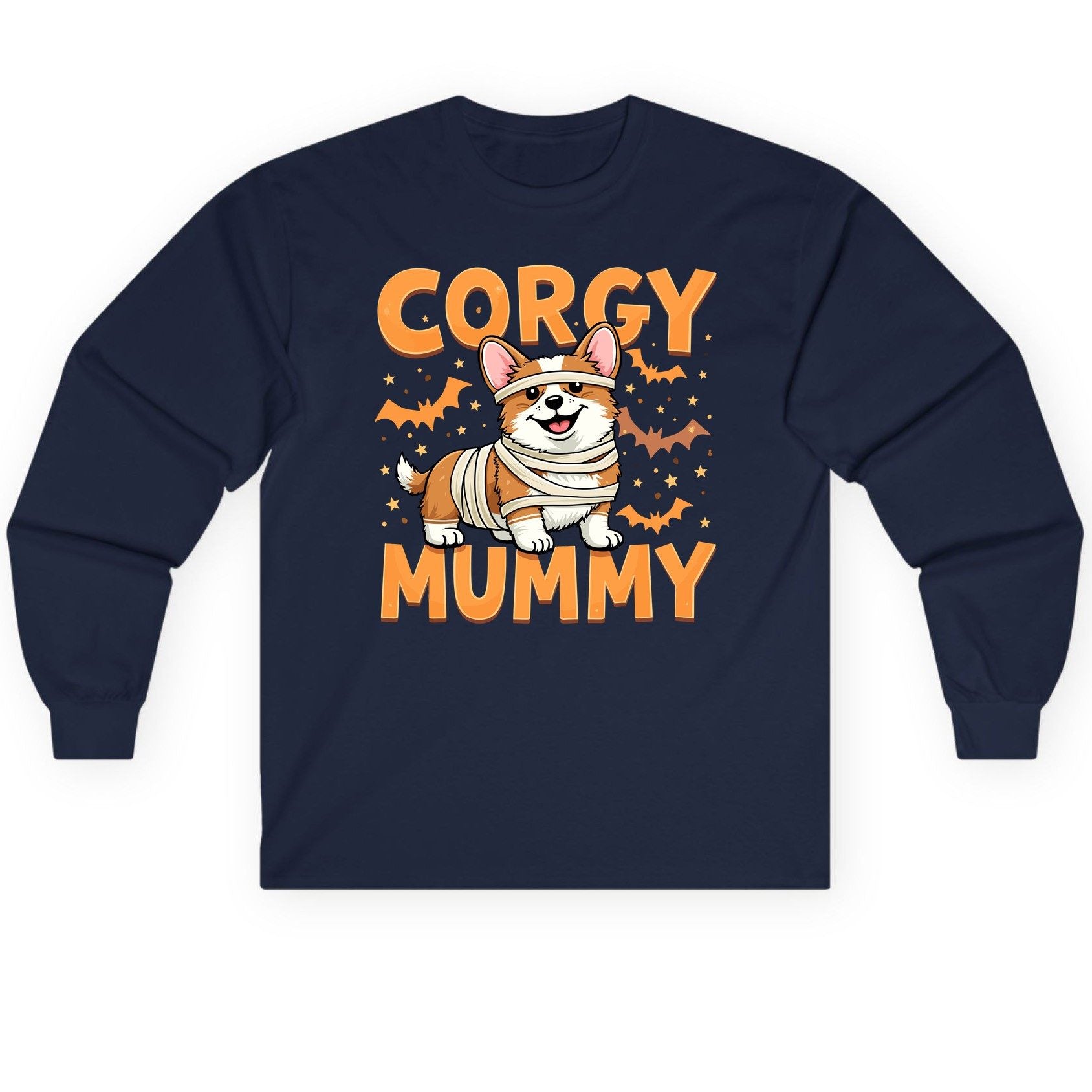 Corgy Mummy corgi Long Sleeve Tee Navy product mockup