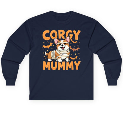 Corgy Mummy corgi Long Sleeve Tee Navy product mockup