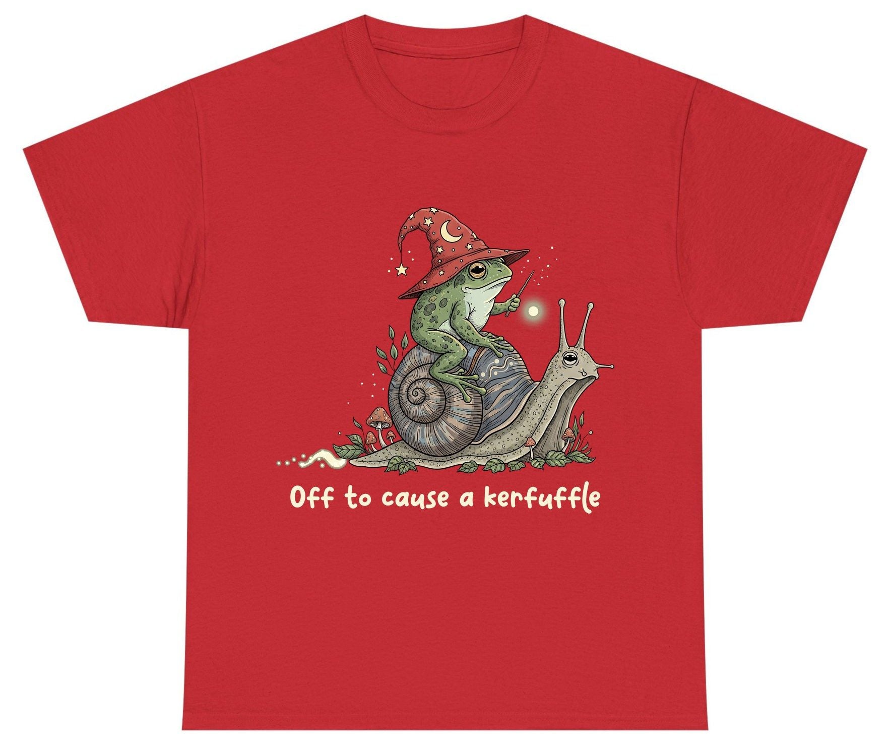 Off to Cause a Kerfuffle wizard frog Youth T-Shirt Red product mockup